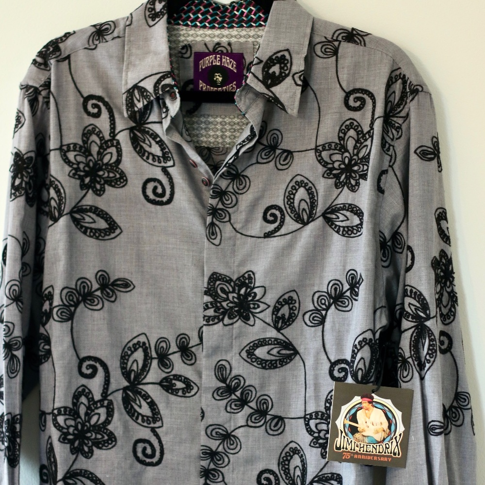 Purple Haze Properties | Jimi Hendrix 75th Anniversary | Tags on  | Mens Button